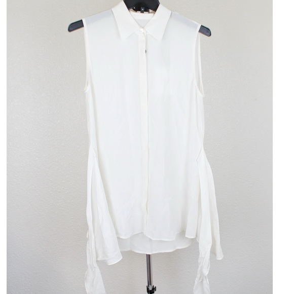 NWT Theory Sleeveless Tie-Front Silk Top - Picture 2 of 8